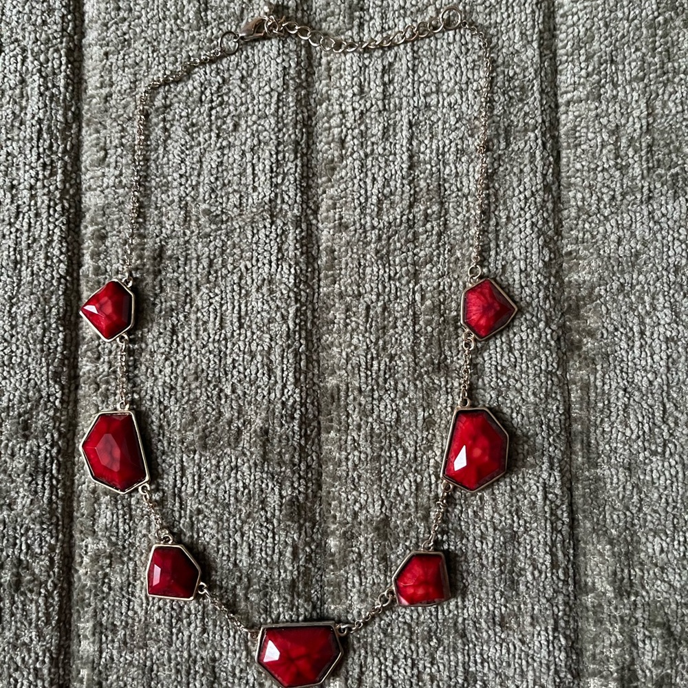 Red jewel statement necklace